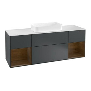 V&B Waschtischunterschrank Abdeckplatte wh. m Finion 160x60cm, Reg wal ven, md bl. m Lacquer