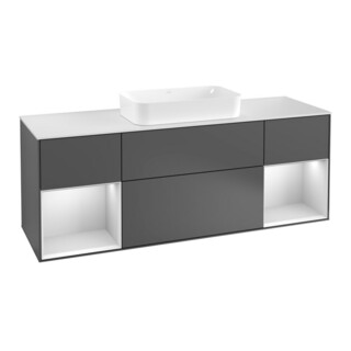 V&B Waschtischunterschrank Abdeckplatte wh. m Finion 160x60cm, Reg wh. m Lac, Anthracite matt