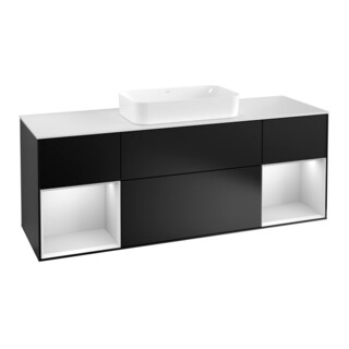 V&B Waschtischunterschrank Abdeckplatte wh. m Finion 160x60cm, Reg wh. m Lac, bla m lacquer