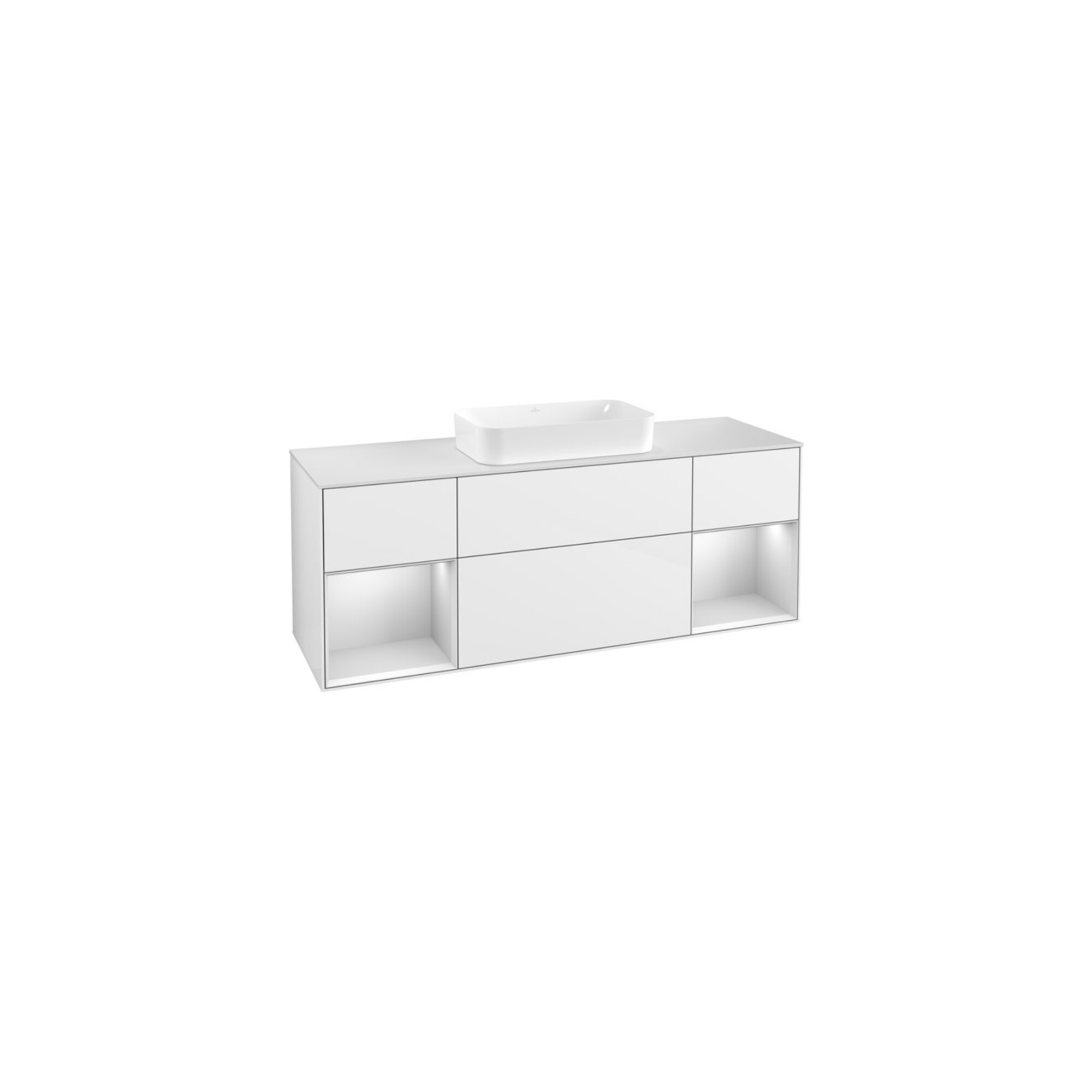 V&B Waschtischunterschrank Abdeckplatte wh. m Finion 160x60cm, Reg wh. m Lac, glo wh. lacquer ; Villeroy & Boch