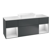 V&B Waschtischunterschrank Abdeckplatte wh. m Finion 160x60cm, Reg wh. m Lac, md bl. m Lac