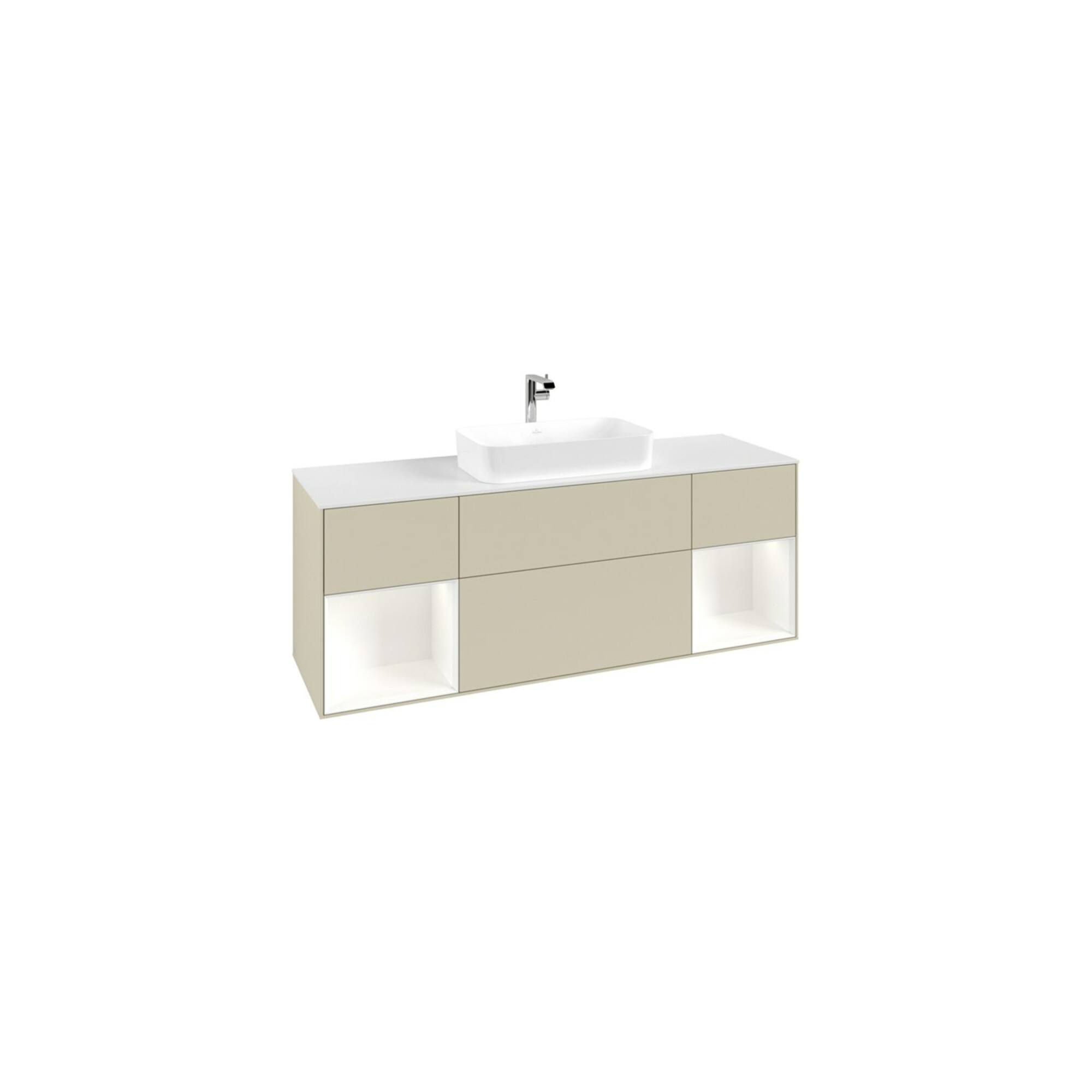V&B Waschtischunterschrank Abdeckplatte wh. m Finion 160x60cm, Reg wh. m Lac, si Gr m Lacquer ; Villeroy & Boch