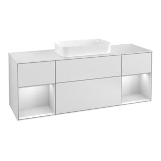 V&B Waschtischunterschrank Abdeckplatte wh. m Finion 160x60cm, Reg wh. m Lac, wh. m lacquer