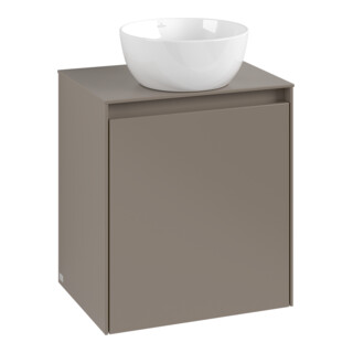 V&B Waschtischunterschrank Anschl Scharn. li Collaro 50x54,8x38cm, WT mittig, glossy grey