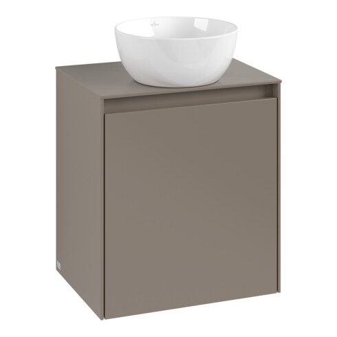 V&B Waschtischunterschrank Anschl Scharn. li Collaro 50x54,8x38cm, WT mittig, volcano black