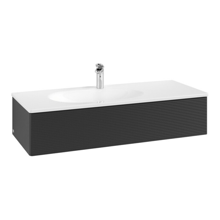 V&B Waschtischunterschrank Auszugbeleuchtung Antao 118,8x25,6x49,3cm, m Front, bla m Lac