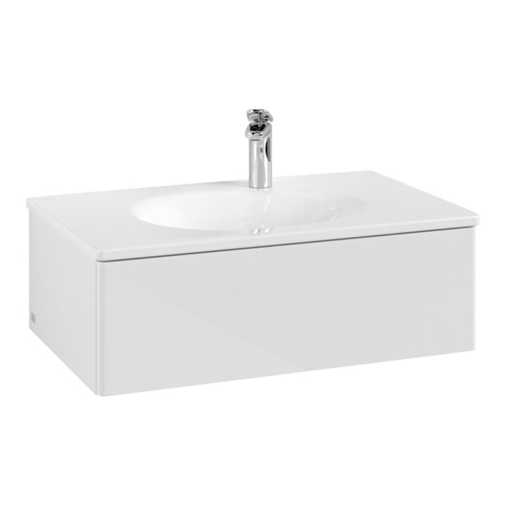 V&B Waschtischunterschrank Auszugbeleuchtung Antao 78,8x25,6x49,6cm, o. Front, glo wh. Lac