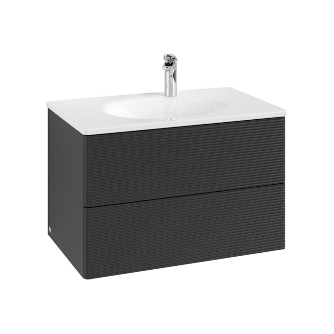 V&B Waschtischunterschrank Auszugbeleuchtung Antao 79x50x50cm, mit Frontstruktur, bla m lacquer