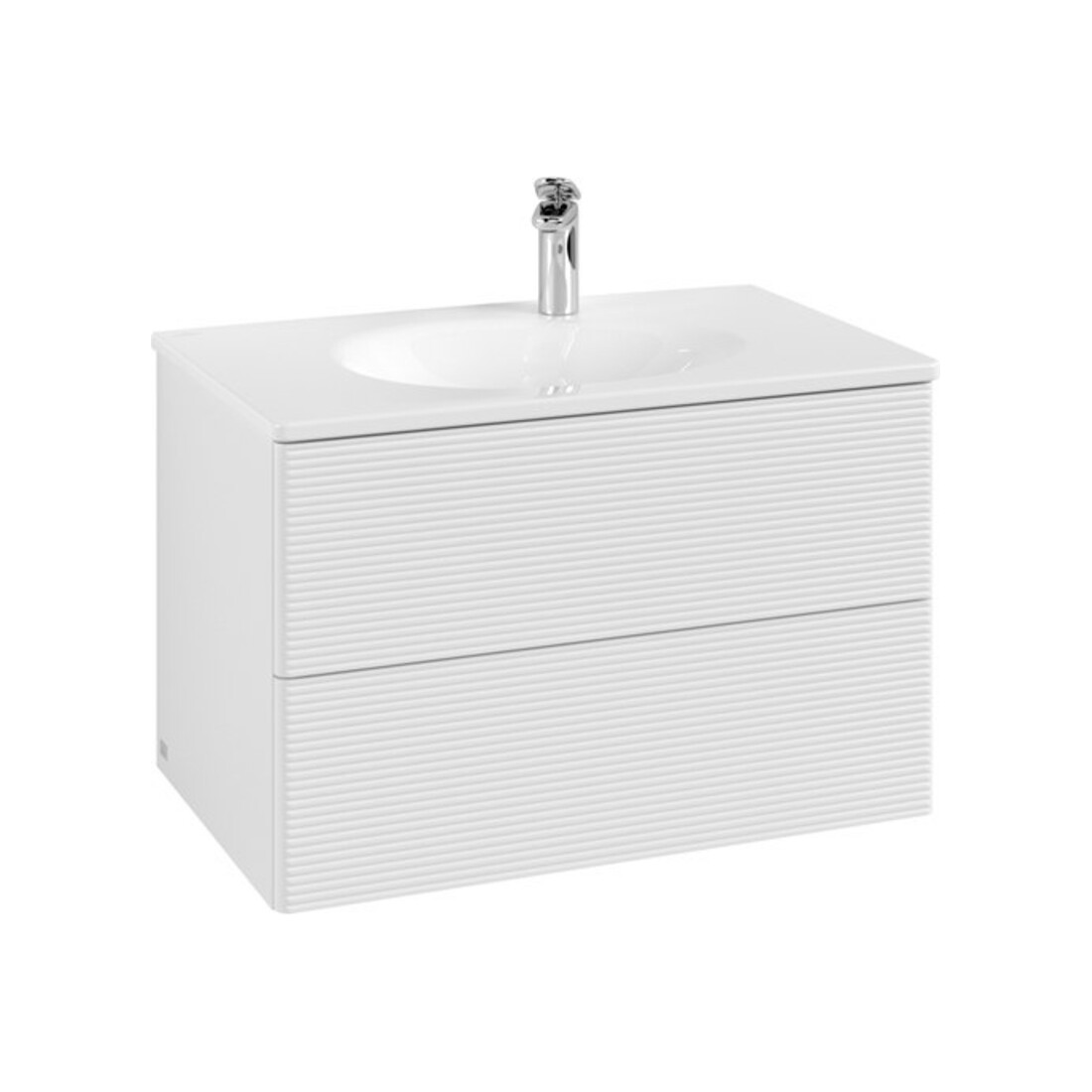V&B Waschtischunterschrank Auszugbeleuchtung Antao 79x50x50cm, mit Frontstruktur, glo wh. Lac