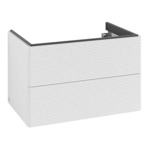 V&B Waschtischunterschrank Auszugbeleuchtung Antao 79x50x50cm, mit Frontstruktur, glo wh. Lac