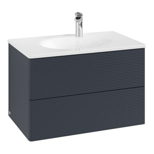 V&B Waschtischunterschrank Auszugbeleuchtung Antao 79x50x50cm, mit Frontstruktur, md bl. m Lac