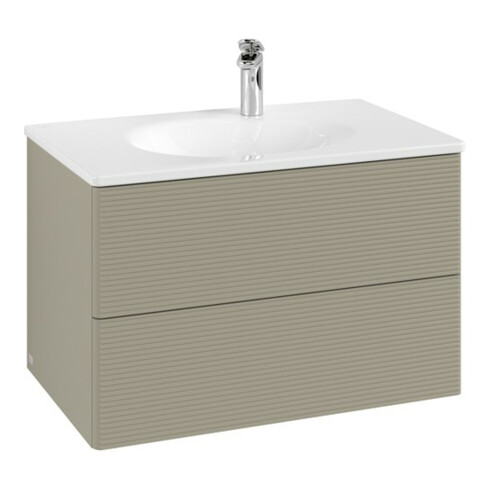 V&B Waschtischunterschrank Auszugbeleuchtung Antao 79x50x50cm, mit Frontstruktur, st. Gr m Lac