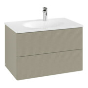 V&B Waschtischunterschrank Auszugbeleuchtung Antao 79x50x50cm, mit Frontstruktur, st. Gr m Lac