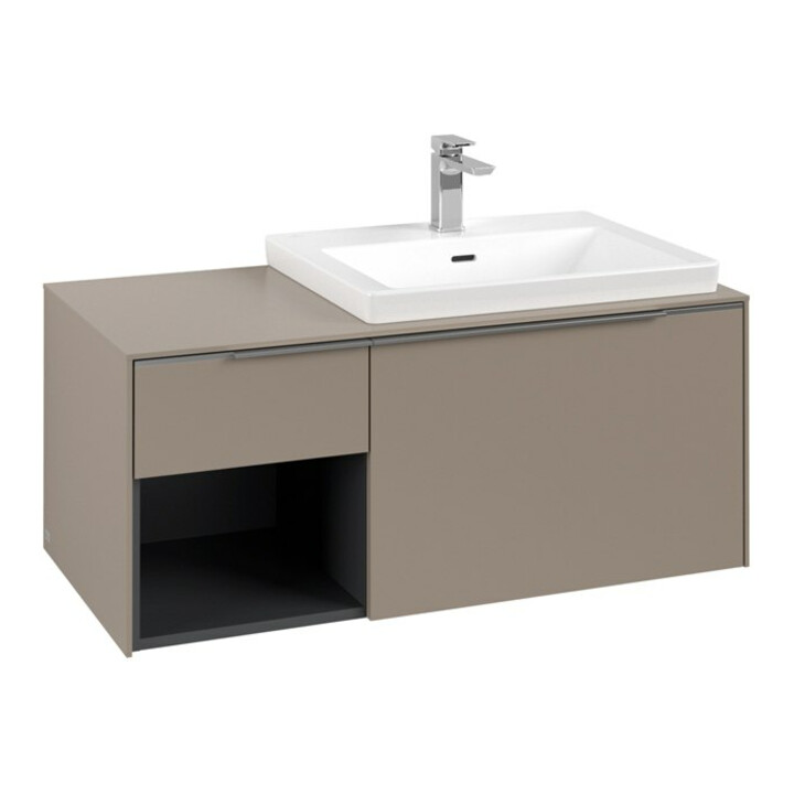 V&B Waschtischunterschrank Beck. re Subway 3.0 100,1x42,25x51,6cm, o LED/Gr Alu gl, Tau