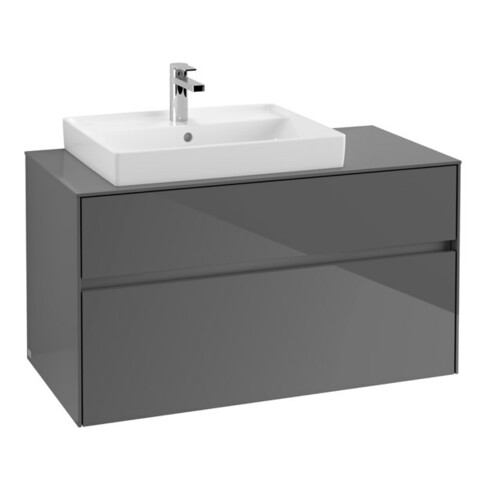 V&B Waschtischunterschrank Collaro 100x54,8x50cm, WT l, LED 7,3 W, glo Gr