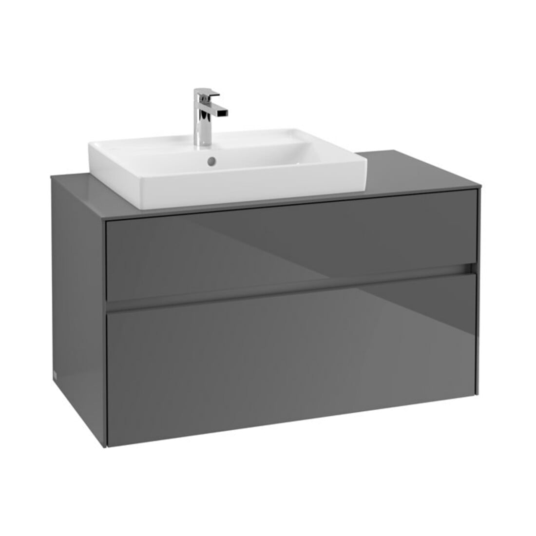 V&B Waschtischunterschrank Collaro 100x54,8x50cm, WT l, LED 7,3 W, glo Gr