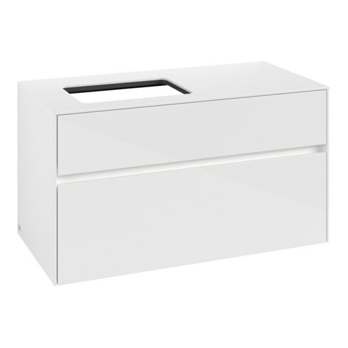V&B Waschtischunterschrank Collaro 100x54,8x50cm, WT l, LED 7,3 W, glo wh.