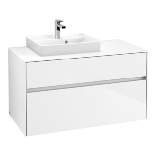 V&B Waschtischunterschrank Collaro 100x54,8x50cm, WT l, LED 7,3 W, glo wh.