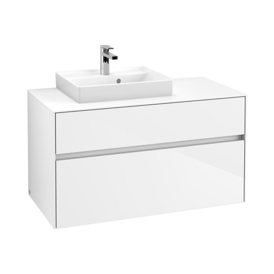 V&B Waschtischunterschrank Collaro 100x54,8x50cm, WT l, LED 7,3 W, glo wh.