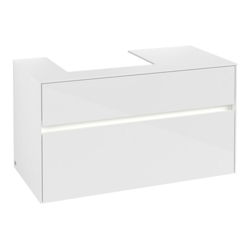 V&B Waschtischunterschrank Collaro 100x54,8x50cm, WT l, LED 7,3 W, glo wh.