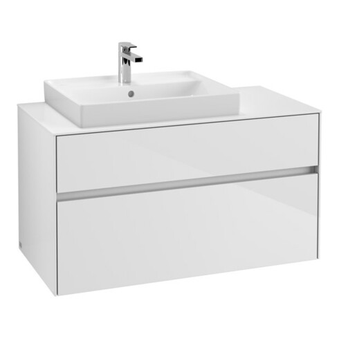 V&B Waschtischunterschrank Collaro 100x54,8x50cm, WT l, LED 7,3 W, glo wh.