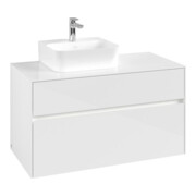V&B Waschtischunterschrank Collaro 100x54,8x50cm, WT l, LED 7,3 W, glo wh.