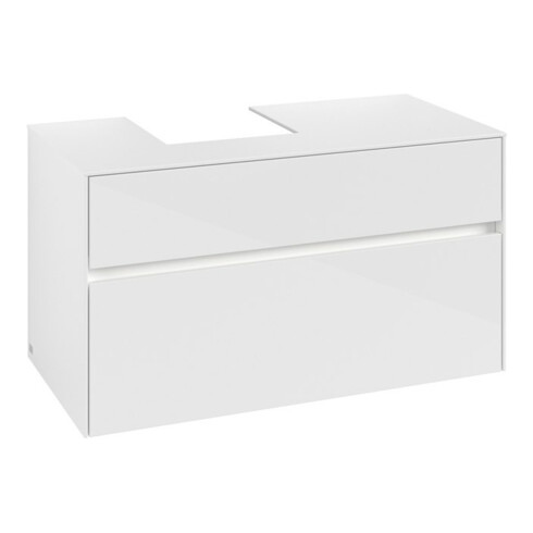 V&B Waschtischunterschrank Collaro 100x54,8x50cm, WT l, LED 7,3 W, glo wh.