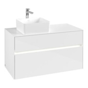 V&B Waschtischunterschrank Collaro 100x54,8x50cm, WT l, LED 7,3 W, glo wh.