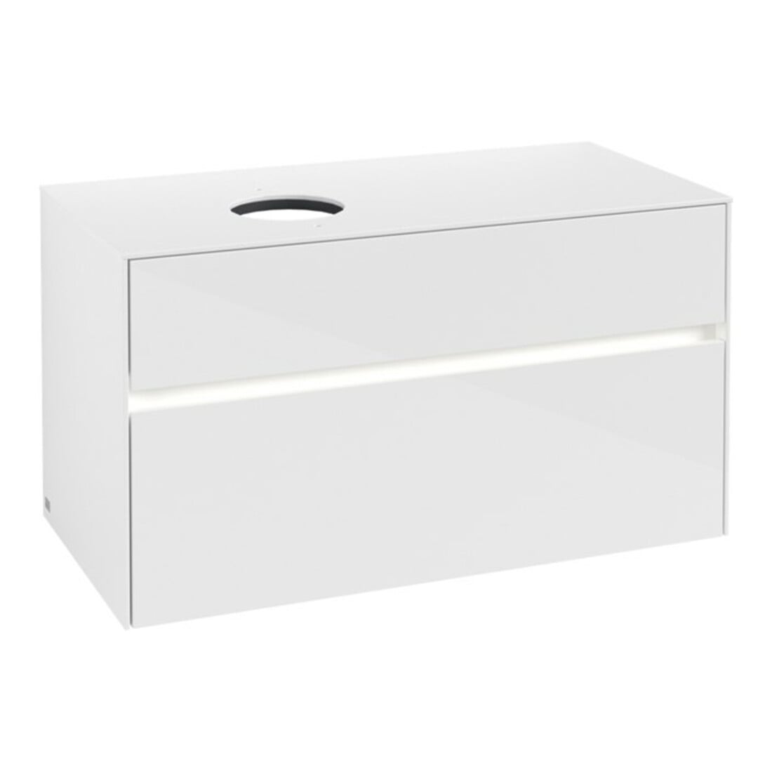 V&B Waschtischunterschrank Collaro 100x54,8x50cm, WT l, LED 7,3 W, glo wh.