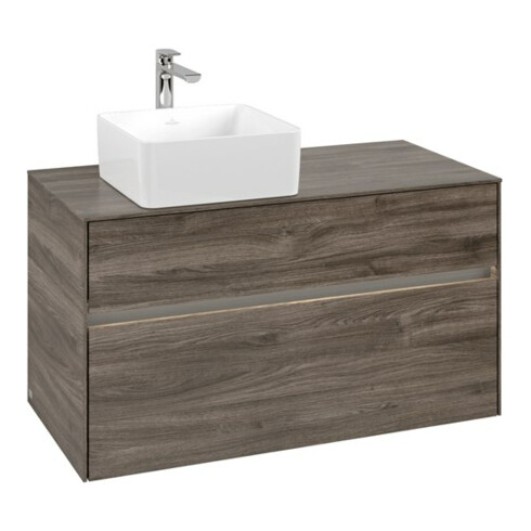 V&B Waschtischunterschrank Collaro 100x54,8x50cm, WT l, LED 7,3 W, st. Oa