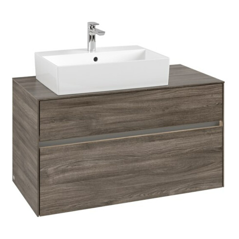 V&B Waschtischunterschrank Collaro 100x54,8x50cm, WT l, LED 7,3 W, st. Oa