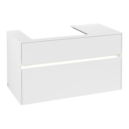 V&B Waschtischunterschrank Collaro 100x54,8x50cm, WT l, LED 7,3 W, wh. ma