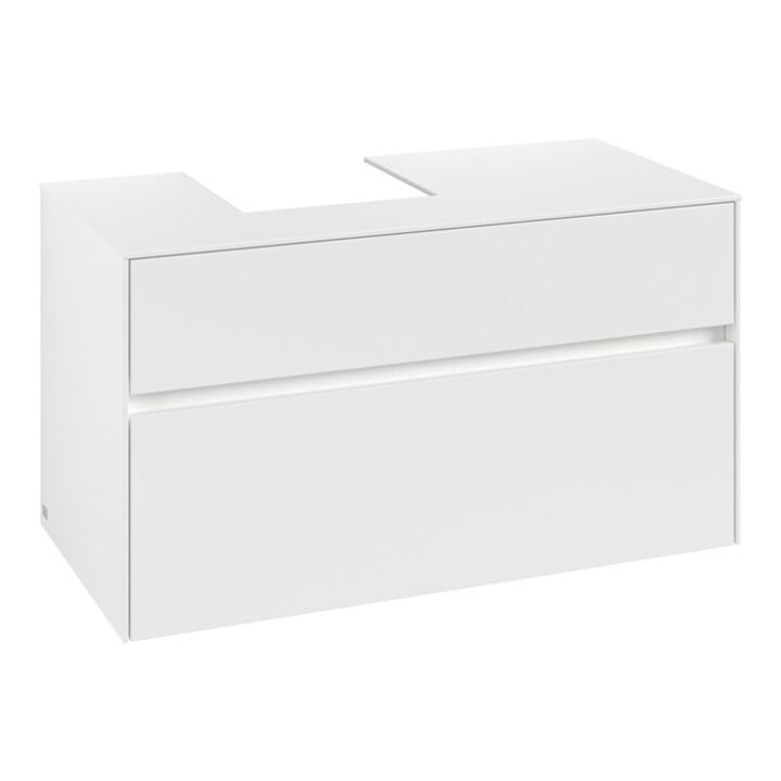 V&B Waschtischunterschrank Collaro 100x54,8x50cm, WT l, LED 7,3 W, wh. ma