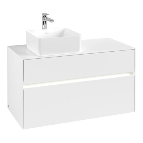 V&B Waschtischunterschrank Collaro 100x54,8x50cm, WT l, LED 7,3 W, wh. ma