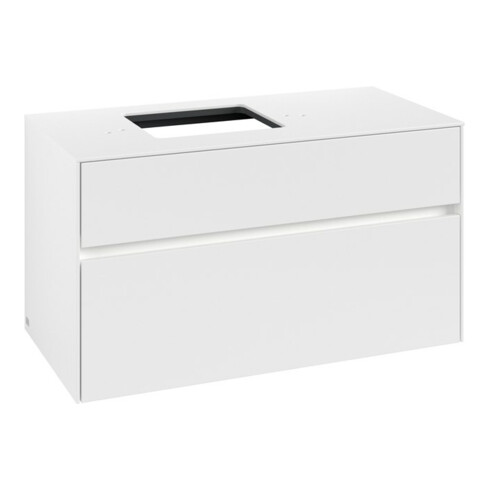 V&B Waschtischunterschrank Collaro 100x54,8x50cm, WT l, LED 7,3 W, wh. ma