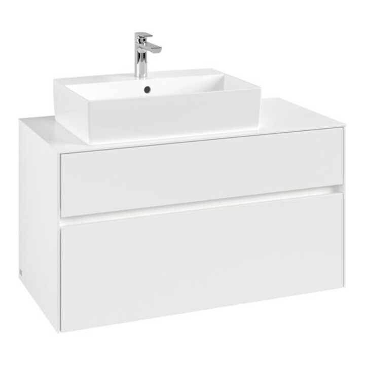 V&B Waschtischunterschrank Collaro 100x54,8x50cm, WT l, LED 7,3 W, wh. ma