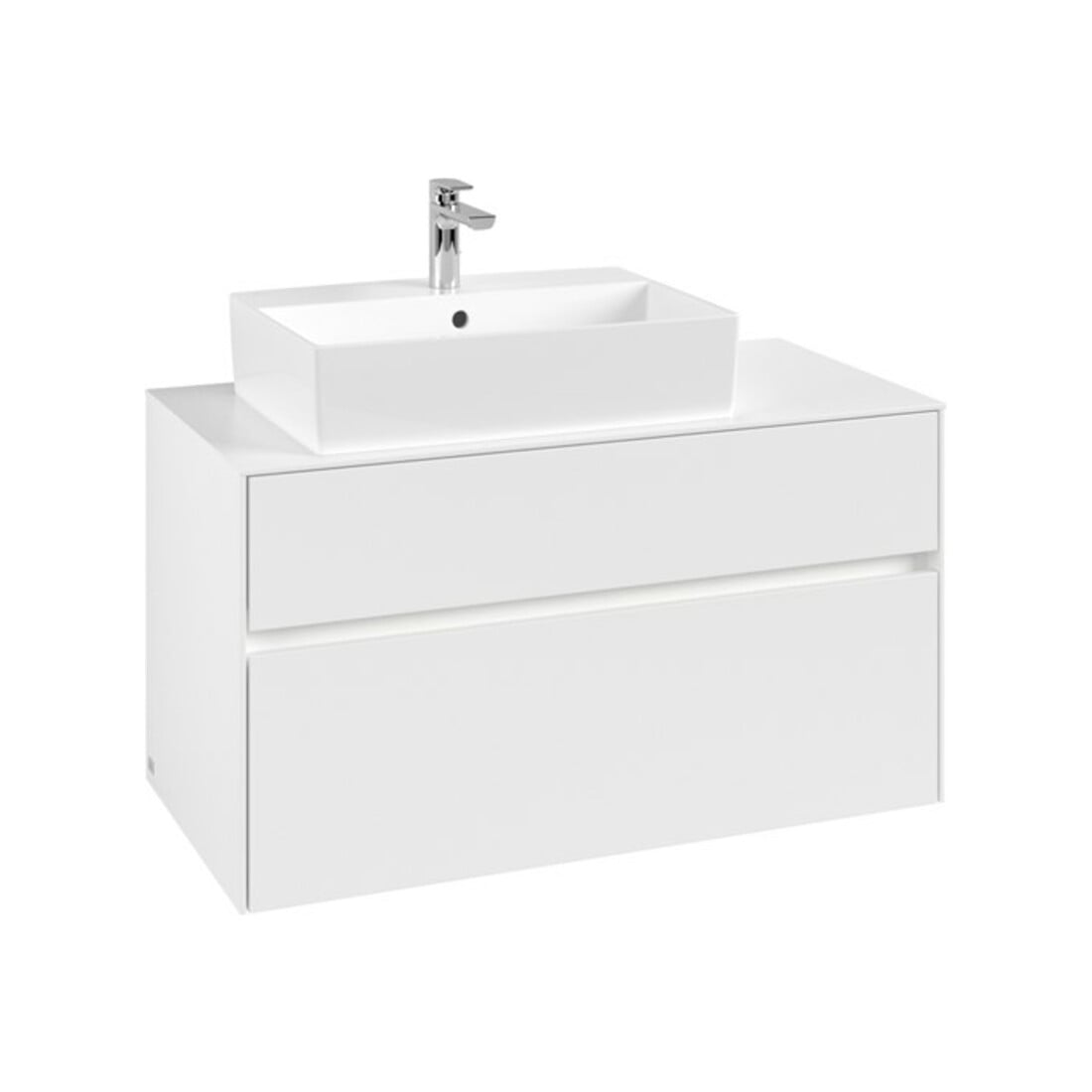 V&B Waschtischunterschrank Collaro 100x54,8x50cm, WT l, LED 7,3 W, wh. ma