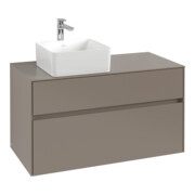 V&B Waschtischunterschrank Collaro 100x54,8x50cm, WT l, LED 7,3 W, wh. Oa