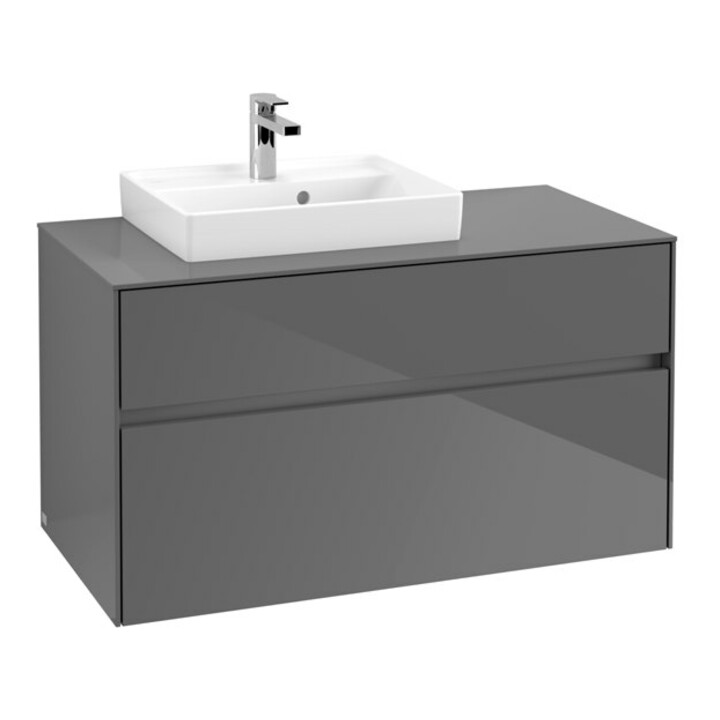 V&B Waschtischunterschrank Collaro 100x54,8x50cm, WT links, glossy grey