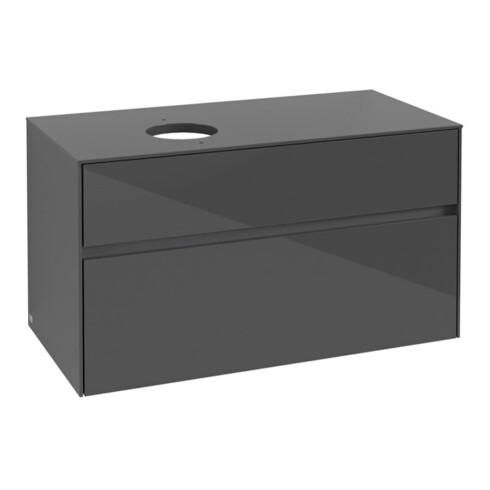 V&B Waschtischunterschrank Collaro 100x54,8x50cm, WT links, Glossy Grey