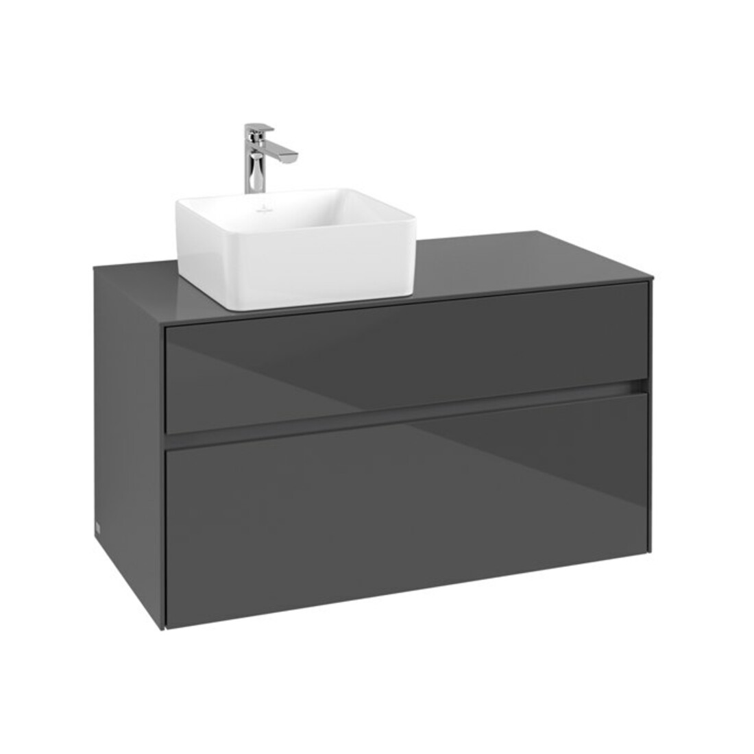 V&B Waschtischunterschrank Collaro 100x54,8x50cm, WT links, Glossy Grey