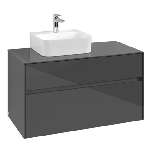 V&B Waschtischunterschrank Collaro 100x54,8x50cm, WT links, glossy grey