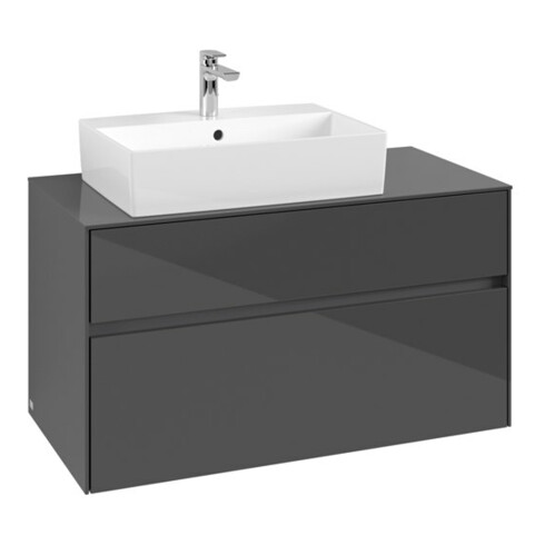 V&B Waschtischunterschrank Collaro 100x54,8x50cm, WT links, glossy grey