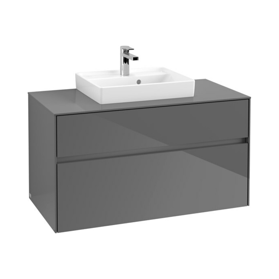 V&B Waschtischunterschrank Collaro 100x54,8x50cm, WT mi, LED 7,3 W, glo Gr