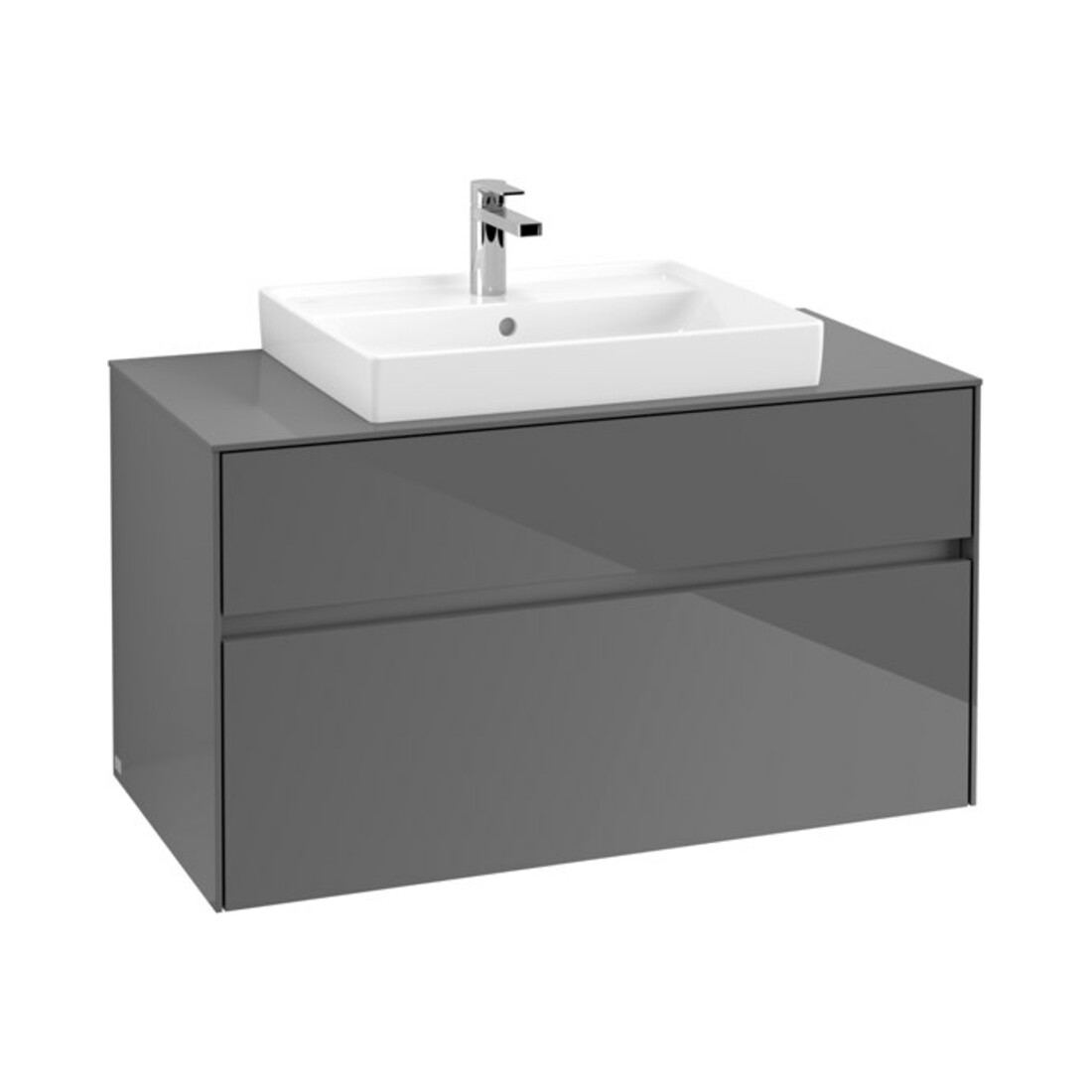 V&B Waschtischunterschrank Collaro 100x54,8x50cm, WT mi, LED 7,3 W, glo Gr