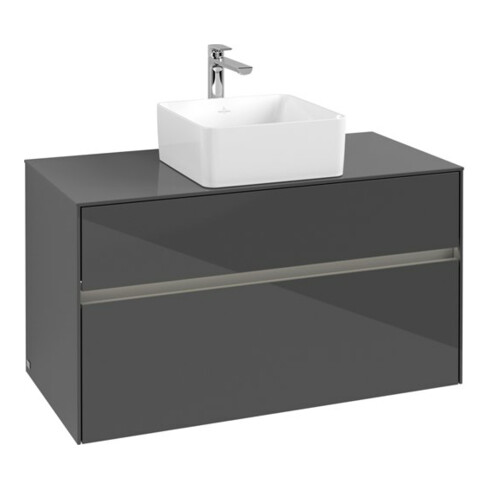 V&B Waschtischunterschrank Collaro 100x54,8x50cm, WT mi, LED 7,3 W, glo Gr