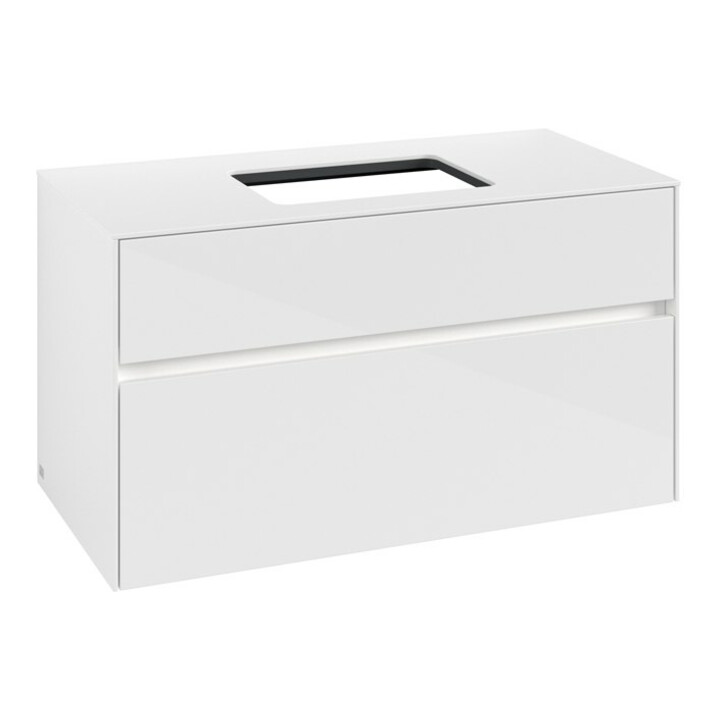 V&B Waschtischunterschrank Collaro 100x54,8x50cm, WT mi, LED 7,3 W, glo wh.