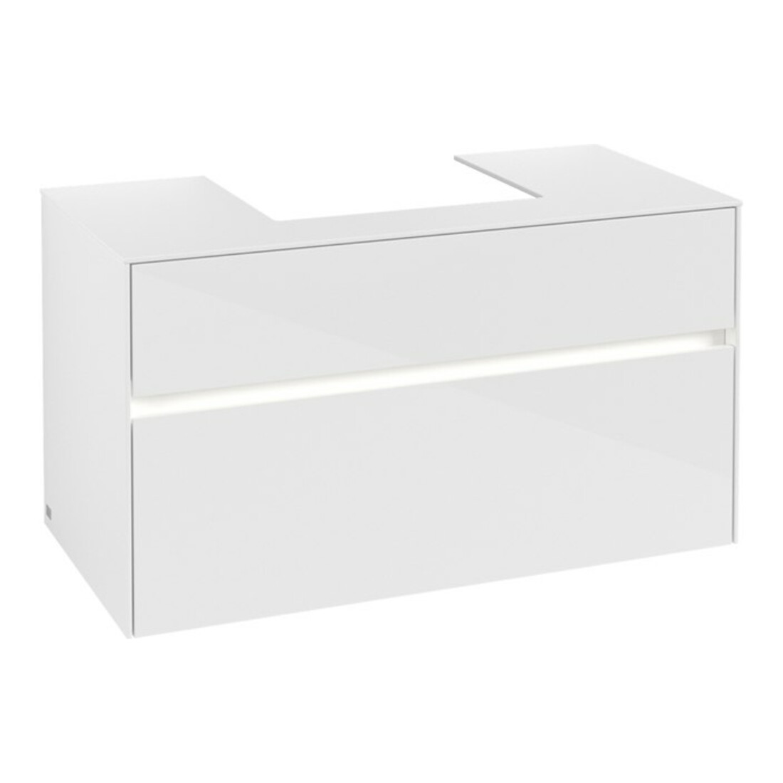 V&B Waschtischunterschrank Collaro 100x54,8x50cm, WT mi, LED 7,3 W, glo wh.