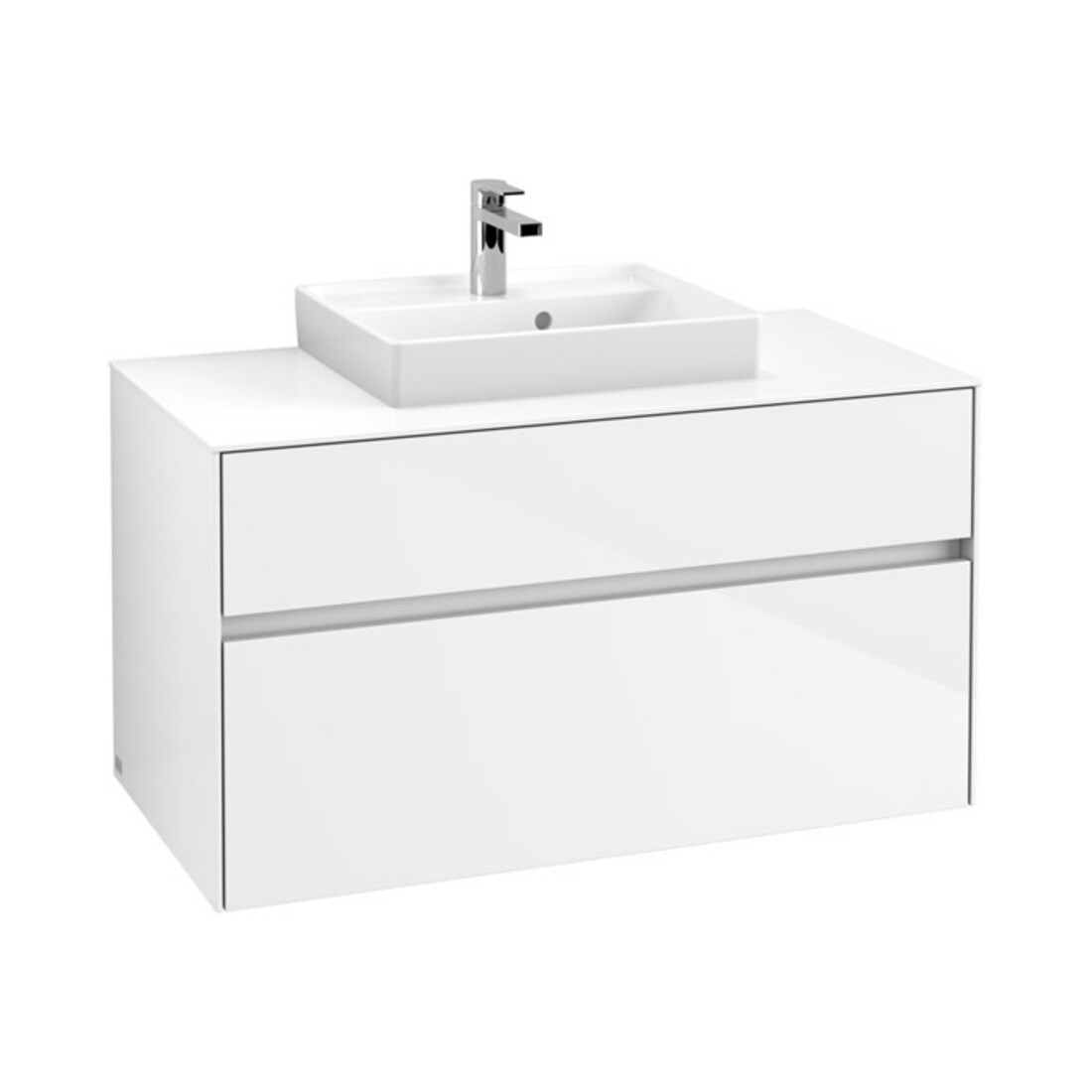 V&B Waschtischunterschrank Collaro 100x54,8x50cm, WT mi, LED 7,3 W, glo wh.
