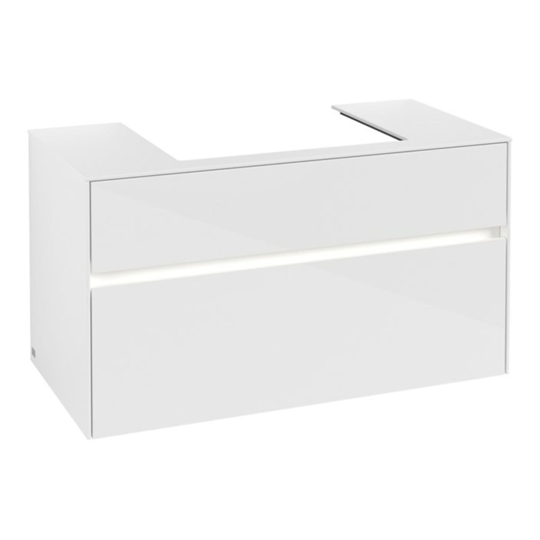 V&B Waschtischunterschrank Collaro 100x54,8x50cm, WT mi, LED 7,3 W, glo wh.